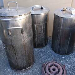  業務用保温ウォーマー本体×1点 寸胴3点 鋳物LPガスコンロ2点まとめの画像