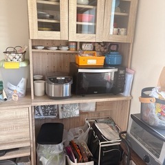 【引渡し予定あり】[幅90] ゴミ箱収納付き食器棚 スリム キッチン収納  LOWYAの画像