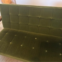 カリモク　ソファー　モケットグリーン　2シーターの画像
