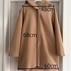 SAMANSA MOS2フード 付コクーンコートキャメル色の画像