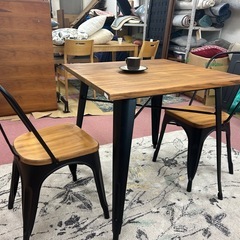 インダストリアルスタイル２人掛ダイニングセットの画像