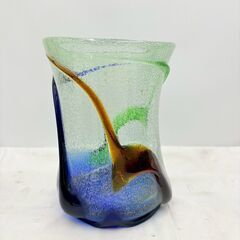 【❗️✨伝統工芸品✨❗️】琉球ガラス 壺屋ガラス工房 稲嶺盛吉 作 大型花器 3.5kg 現状品の画像