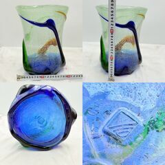 【❗️✨伝統工芸品✨❗️】琉球ガラス 壺屋ガラス工房 稲嶺盛吉 作 大型花器 3.5kg 現状品の画像