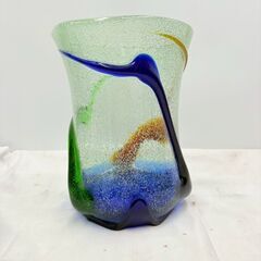 【❗️✨伝統工芸品✨❗️】琉球ガラス 壺屋ガラス工房 稲嶺盛吉 作 大型花器 3.5kg 現状品の画像