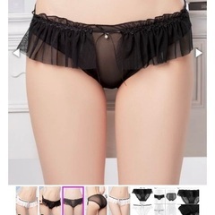 新品未使用　パールリボンシアー　フル　フリルフルバックショーツ　下着　アンダーウェア　ショーツ　透け　単品の画像
