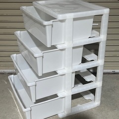 収納ケース　クローゼットケース　衣装ケース　クリアケース　４段　ホワイトの画像