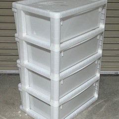 収納ケース　クローゼットケース　衣装ケース　クリアケース　４段　ホワイトの画像