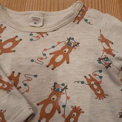 アカチャンホンポ　裏起毛トレーナー80cm　トナカイ・イルミネーションの画像