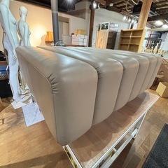 格安 レザー フットスツール ベージュ系の画像