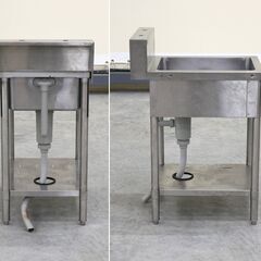 ≪zyt2582ジ≫ マルゼン ステンレス製 業務用1槽シンク 幅45cm 奥行63cm バックガード付 現状品 中古厨房機器/宮城県仙台市 071113-11の画像