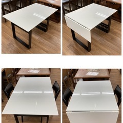 S134 ⭐ NITORI ニトリ ダイニング３点セット DTピア3 伸長式 回転椅子 幅92～120cm USEDの画像