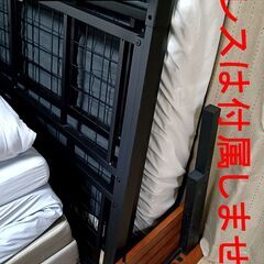 アイアンベッド おしゃれ コンセント付き 棚付き スチールベッド パイプベッドの画像