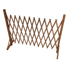 折りたたみ式木製ガーデンフェンス　伸縮フェンス ブラウン 高90×幅約120cmの画像