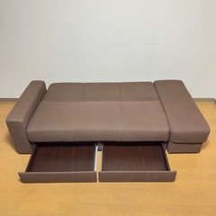 【ニトリ】布張りソファーベッド タキノウ3 引き出し付きの画像