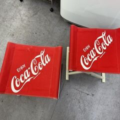 希少 コカコーラ イス 2脚セット Coca Cola コカ・コーラ アウトドア 折りたたみ 木製 椅子2脚 札幌市手稲区の画像