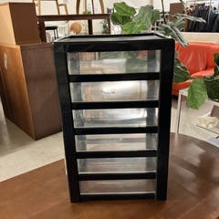 K2511-286 クリアチェスト 6段 書類ケース  B4 深型 ブラック キズ汚れ有りの画像