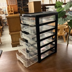 K2511-286 クリアチェスト 6段 書類ケース  B4 深型 ブラック キズ汚れ有りの画像