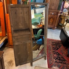 アンティーク/レトロ/鏡/木製/全身鏡/スタンドミラー/姿見/インテリアの画像