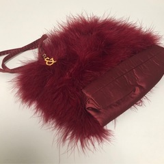 【中古品】Pinky＆Dianne バック レディース ハンドバッグ ワインレッド ファー　の画像