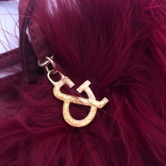 【中古品】Pinky＆Dianne バック レディース ハンドバッグ ワインレッド ファー　の画像