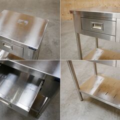 ≪zyt2583ジ≫ マルゼン 引き出し付き作業台 幅60cm 奥行45cm 高さ80cm 下段スノコ板 店舗/調理台/ステンレス/中古家具/宮城県仙台市 071113-12の画像