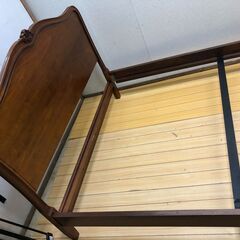 シモンズ SIMMONS アンティーク ベッドフレーム クラシック 木製 彫刻 猫脚 ロココ調 高級家具　【糸島市内 送料無料】251117-8の画像