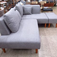 新品アウトレット品 カウチソファー 3点+クッションセット シャイフ GRA/LBR G-2492の画像