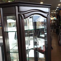 ◆コーナー 照明付き キャビネット ガラス コレクション キュリオケース フィギュア 骨董 アンティーク◆の画像