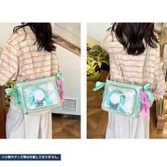 トートバッグ ぬいバッグ 痛バ 痛バッグ A4対応 大容量 ショルダーバッグ リボン かわいい おしゃれ イベント ライブ オタ活 推し活 缶バッジ アクスタ ぬい収納の画像