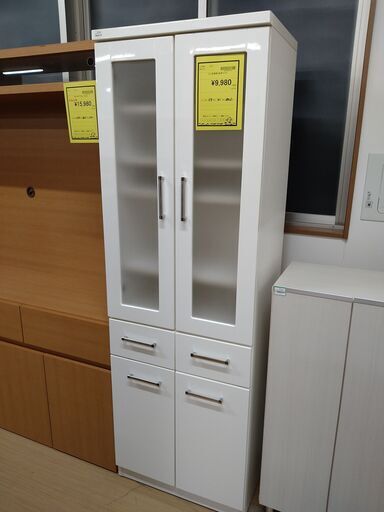 リユースのサカイ浦和店 【F349】スリム食器棚2枚扉 ホワイト