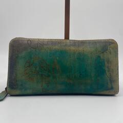BERLUTI ベルルッティ カリグラフィー イタウバ  ネオ スクリットレザー パティーヌ 長財布 ウォレット ラウンドファスナー グリーン ブラウン 緑系 茶色 メンズの画像