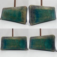 BERLUTI ベルルッティ カリグラフィー イタウバ  ネオ スクリットレザー パティーヌ 長財布 ウォレット ラウンドファスナー グリーン ブラウン 緑系 茶色 メンズの画像