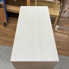 S739 ⭐ ワイドキャビネット 食器棚 ロータイプ ホワイト 幅83.5cm USEDの画像