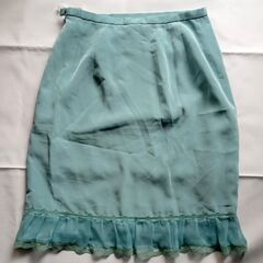 Power Flower ペールターコイズ フリルスカート 膝丈 さらふわ レース サイズ36の画像