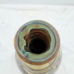 【❗️✨人間国宝✨❗️】陶器つぼ・金城次郎・魚紋デザイン　高さ約28cm／約4.3kg 現状品の画像