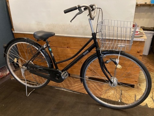 【前輪タイヤ・前チューブ新品！】 LEDオートライト　シングルギア　27インチ自転車　ブラック