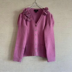 RENA LANGE レナランゲ パープルピンク　カーディガン　紫花　イタリア製　レディース の画像