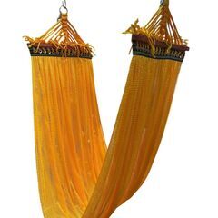 ハンモック 室内 室外 兼用 自立式 スタンド アウトドア キャンプ イエローの画像