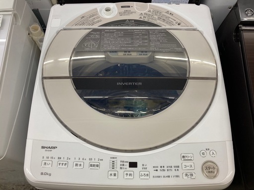 【愛品館江戸川店】保証充実　シャープ　2021年製　9.0kg全自動洗濯機　ES-GV9F-N