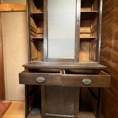 昭和レトロ 水屋箪笥 希少 ダイヤガラス 戸棚 キャビネット 古民具の画像