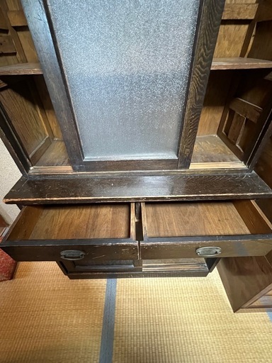 昭和レトロ 水屋箪笥 希少 ダイヤガラス 戸棚 キャビネット 古民具