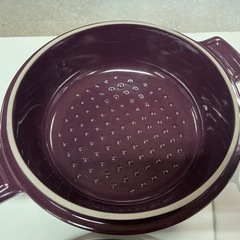 未使用保管品 チェリーテラス ボンポット 耐熱ストーンウェア 内径22cm 深さ 深鍋7cm & 浅鍋4.5cm BONPOT 調理器具 カラー:フィッグ(いちじく) ④の画像