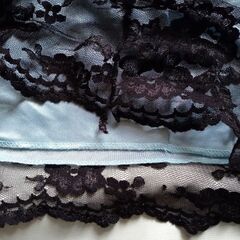 PEACH JOHN 黒花柄レース×スカイブルー キャミソールワンピース Mくらいの画像