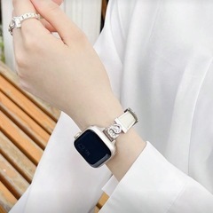 【新品】Apple Watchバンドのみ ホワイト キラキラハートの画像