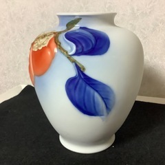 深川製磁　有田焼　柿紋　柿絵　花瓶　花器　フラワーベースの画像