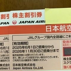 JAL株主優待券　２枚　１枚500円の画像