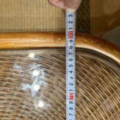 籐製のガラス　座卓／ローテブルの画像