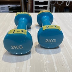 【カラーダンベル】【2キロ×2】クリーニング済み【管理番号1117】野の画像