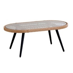 ガラステーブル ラタン風の画像