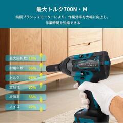 インパクトレンチ⭐️18V マキタ対応 700N 電動 自動停止モード 正逆切替の画像